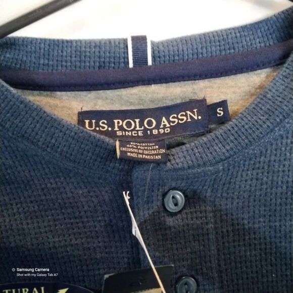 Men Official Licensed U.S. Polo Assn. Blue Natural Stretch Thermal Shirt Sm. NWT - Picture 6 of 8